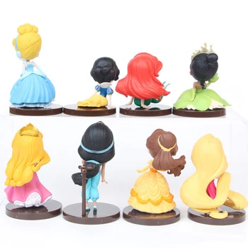 Rafinat noi 8pcs/lot Disney Princess Q Posket 8cm figura jucării Jasmine, Ariel Alice tort de decorare pentru copii de ziua de nastere cadou de crăciun