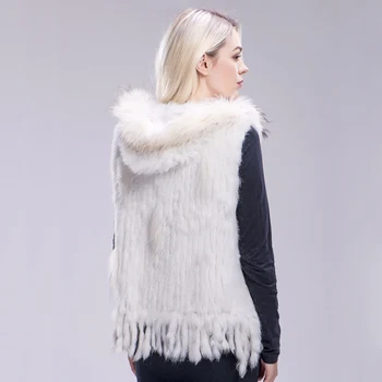 ZDFURS* nou livrare Gratuita femei naturală de iepure vesta de blana cu blană de raton hanorac cu guler tunderea vesta tricotate reale