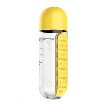 Portabil 600ML de Apă de Sticlă Pilula Caseta 2 în 1 Călătorie în aer liber Sticla de Apa de Medicina Cupa Sticle de Plastic