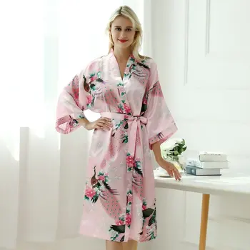 Doamna Sexy Costume Kimono Japonez Yukata Rochie cu Curea din Satin de Mătase Cardigan Pijamale Pijamale Femeie Buna Halat de Baie Rochie