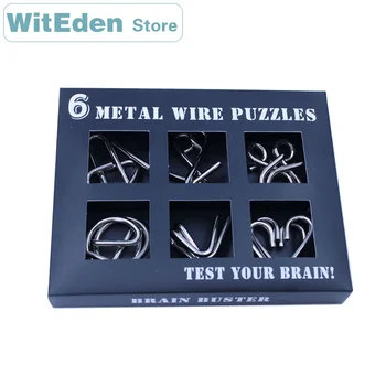 3D Sârmă de Metal Puzzle-uri 6 BUC/Seturi de Informații Catarama Clasica Nod 9 Inel de Centralizare IQ Creier Teaser Antistres Blocare Joc Jucarii