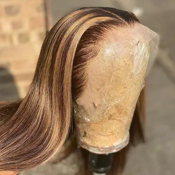 Evidențiați Peruca 13x1x6 Dantela Parte Peruca Blond Miere de Culoare Direct Brazilian Ombre Maro Remy Pentru Femei Dantelă Față Peruci Par Uman
