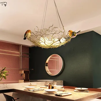 Post-modern Individuale Minunat Cuib de Pasăre Pandantiv cu Led-uri de Lumină Fier de Artă Pasăre Agățat Lampă de Animale Sala de Mese Sala Copil Cameră, Restaurant