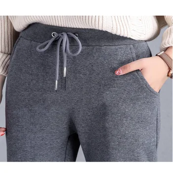 Casual de Dimensiuni Mari bumbac cald iarna pantaloni plus dimensiune pantaloni de trening 2019 nou de Zăpadă purta Îngroșa pantalonii jogger mujer