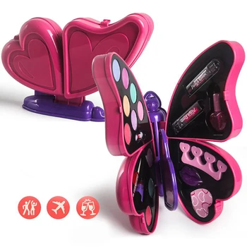 Portabil Fete Copii Machiaj Jucărie Fată Printesa Fluture Forma Make up Set Ruj, Fard de Ochi Pretinde a Juca Jucărie