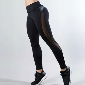 Hirigin Plasă PU Mozaic Pantaloni de Yoga pentru Femei Talie Mare Cusaturi Tubulare Sport Pantaloni de Funcționare de Formare Sală de Fitness, Jambiere