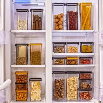 Bucătărie Cutie De Depozitare Alimente Organizator Recipient Frigider Congelator Taitei Diverse Boabe De Plastic Transparent Borcan Sigilat