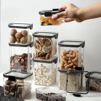 Bucătărie Cutie De Depozitare Alimente Organizator Recipient Frigider Congelator Taitei Diverse Boabe De Plastic Transparent Borcan Sigilat