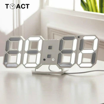 3D LED Ceas de Perete Digital cu Alarmă, Ceasuri de Birou Tabelul Noapte de Perete Ceas de Afișare Acasă Bucatarie Decor24 Sau 12 Ore de Afișaj Modern
