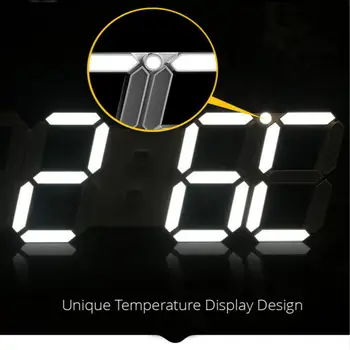 3D LED Ceas de Perete Digital cu Alarmă, Ceasuri de Birou Tabelul Noapte de Perete Ceas de Afișare Acasă Bucatarie Decor24 Sau 12 Ore de Afișaj Modern