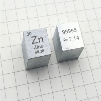 Metal zinc tabelul periodic cub cu latura de 10mm, Zn 99.995 zinc cub de elementul metal rar colectare Meserii Display