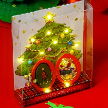 Cadou de crăciun DIY Mobilier casă de Păpuși în Miniatură din Lemn Miniaturas Casa Papusa Cutie Theatr Jucării pentru Copii, Casa de Semințe Lume