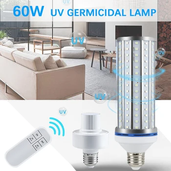 110V/220V 60W UVC Bactericid Lumina UV Ultraviolete Sterilizare E27 Porumb Bec Lampa de Control de la Distanță Inteligent 195 Margele Lampa
