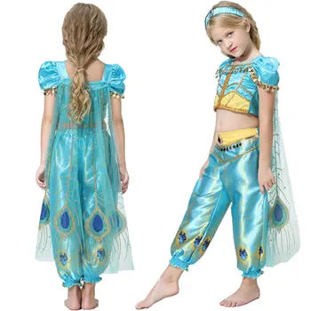 Aladdin Jasmine Printesa Rochie De Fată Adolescent Cosplay Costum de Halloween, Copil, Petrecere Deghizare Ceremonia de Copil de tip Boutique, Elza 8 10T