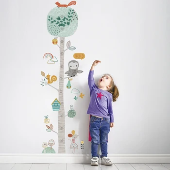 Zollor DIY Animale de Pădure de Arbori de Înălțime Perete Autocolant Decor Nordic Copii Înălțimea Măsură Murală Decalcomanii Pepinieră Tapet Minunat