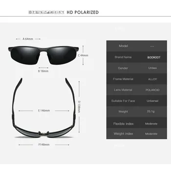 Mens Polarizat ochelari de Soare Vintage Aliaj Ochelari de Soare UV400 BOOROOT 2