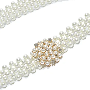 Curele pentru Femei New Femei Perla Elasticised Talie Lanț de Foraj de Apă Încrustat cu Perle Elastica de Lux de Moda Rochie de Accesorii