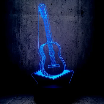 Creative POP Muzica Country Chitara 3D USB LED Lampa de 7 Schimbare de Culoare RGB Lumina de Noapte Decor Dormitor Iluminare Instrumente Muzicale