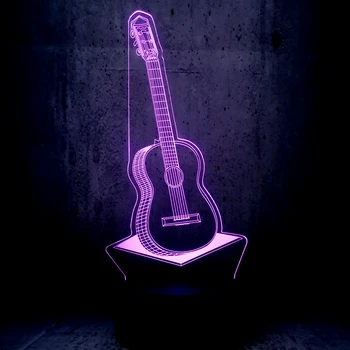 Creative POP Muzica Country Chitara 3D USB LED Lampa de 7 Schimbare de Culoare RGB Lumina de Noapte Decor Dormitor Iluminare Instrumente Muzicale