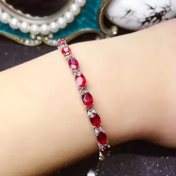 Fermecător red ruby piatră prețioasă brățară pentru femei bijuterii de argint naturale bijuterie argint 925 culoare roșie fata cadou