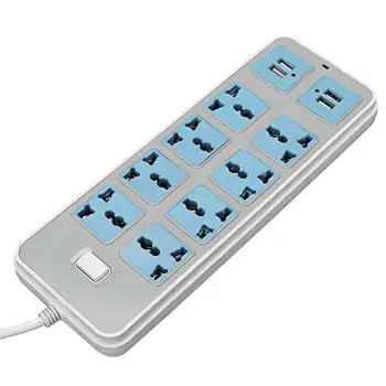 Multifuncțională cu Priză Electrică 8 Priza + 4 Extensie USB prelungitor cu Priză Electrică Mufe Adaptoare 6.6 ft Cablul de US/UK Plug