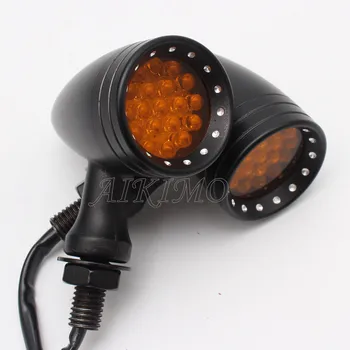 Motocicleta LED-uri de Semnalizare Glonț Aluminiu Semnalizarea Amber Indicator Lumini de Chihlimbar Lentila 10mm Vintage Crom/Negru Pentru Harley Honda