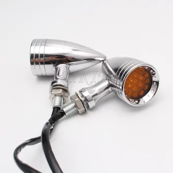 Motocicleta LED-uri de Semnalizare Glonț Aluminiu Semnalizarea Amber Indicator Lumini de Chihlimbar Lentila 10mm Vintage Crom/Negru Pentru Harley Honda