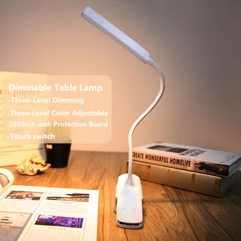 Lampa de Birou LED Clip Wireless Lampă de Masă 3W Estompat Gooseneck Light cu 3 Moduri și 3 Nivele Culori Reglabil Lampa de Citit