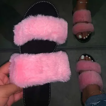 Plat papuci pentru femei Non-Alunecare de Designer de sex feminin Slide Doamnelor Papuci de blană de Vară 2020 Pantofi marime mare 44