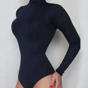 Sexy Solidă Guler Corpul Femme Topuri Cu Maneci Lungi De Toamna Iarna Elegant Slim Bodycon Alb-Negru Body Femei
