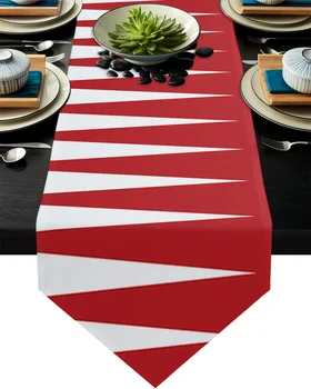 Roșu Și Alb Dungi Neregulate Tabelul Runner Bucătărie Acasă Decorative Tabelul Runner pentru Petrecerea de Nunta Tort Floral fata de Masa