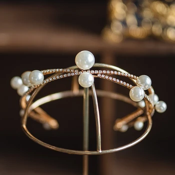 Europene Perle Mirese Cristal, Diademe, Coroane De Mireasa Headpieces Seara De Păr Bijuterii Petrecere Cap Purta