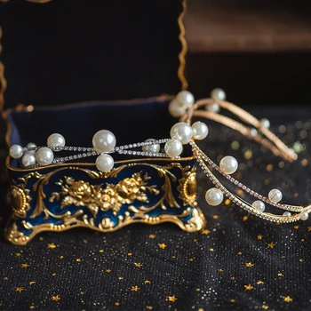Europene Perle Mirese Cristal, Diademe, Coroane De Mireasa Headpieces Seara De Păr Bijuterii Petrecere Cap Purta