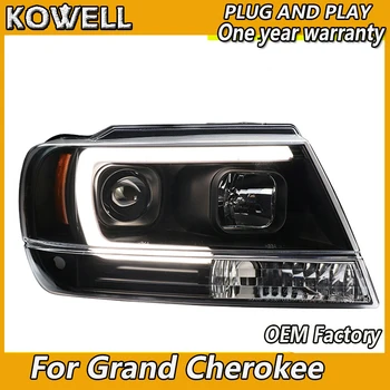 KOWELL Styling Auto pentru Jeep Grand Cherokee 2009-2004 LED-uri faruri Xenon ASCUNS fața de lumină pentru Grand Cherokee LED DRL faruri