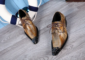 Sapato masculino maro toc ascunse pantofi oxford pentru barbati metal toe dantela-up de afaceri bal rochie office pantofi de sex masculin plus dimensiune