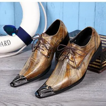 Sapato masculino maro toc ascunse pantofi oxford pentru barbati metal toe dantela-up de afaceri bal rochie office pantofi de sex masculin plus dimensiune