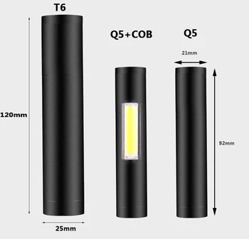 2 în 1 banca de Putere Construit în baterie reîncărcabilă 18650 baterie XML T6 LED lanterna Lanterna 3 moduri comutatorul de zoom lens