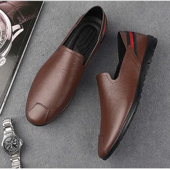 Mens moale de conducere pantofi Genuine piele pu pantofi pentru bărbați adidași de sex Masculin Adult manual Alunecare Pe Plat Pantofi cu Barca Om footwearjm7