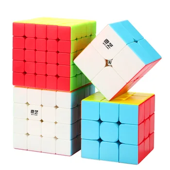 Qiyi 4 Cuburi Set Magie Neo Cube Set Include 2x2 3x3x3 4x4x4 5x5x5 Stickeless Cub Pentru de Formare Creier pentru Copii Jucarii
