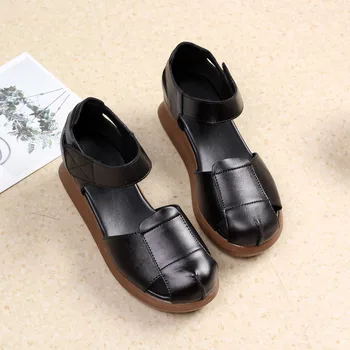 DRKANOL Moda Pantofi de Vara pentru Femei Sandale 2021 Rotund Toe din Piele Pene Sandale de Doamnelor Fund Gros Sandale cu Platforma