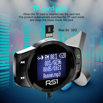 RS1 Inteligent Bluetooth V4.2 Incarcator Auto Dual port USB Auto Adaptor Hands-Free Stație de Încărcare