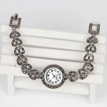ORGIE 2019 Nou de Lux Cuarț Moda pentru Femei de Argint Antic Ceasuri Femei Negru Strălucitor Vintage Cristal Brățară Ceas