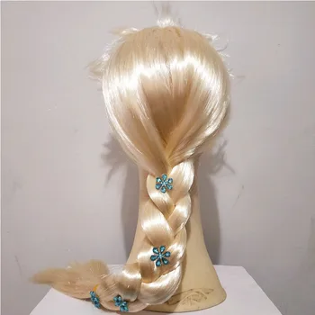 Fete Blonde Împletite mult Elsa Anna Cosplays Peluca pălării, Costume de Halloween pentru Femei Carnaval de Purim petrecerea de bal rochie