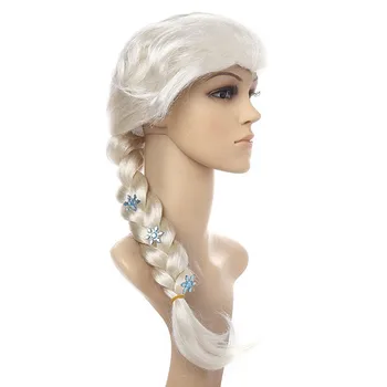 Fete Blonde Împletite mult Elsa Anna Cosplays Peluca pălării, Costume de Halloween pentru Femei Carnaval de Purim petrecerea de bal rochie