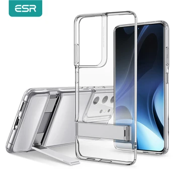 ESR pentru Samsung Galaxy S21 Ultra Caz pentru Samsung S21 Plus Suport Metalic Kickstand Clar Transparent Caz pentru S21 Lux Titular