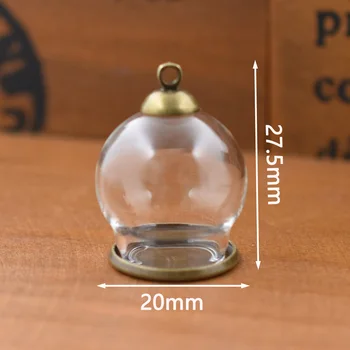 10set 20*15mm gol glob de sticlă cu setarea de bază margele capac set glob de sticlă flacoane pandantiv sticla de bijuterii pandantiv