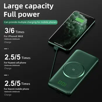 CASEIER Încărcător Wireless Power bank 20000mAh Pentru iPhone 11 XR XS Rapid de Încărcare Acumulator Extern Powerbank cu Cablu Pentru Xiaomi