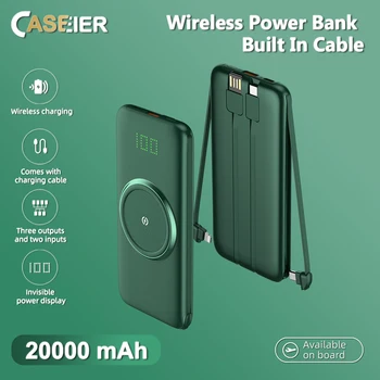 CASEIER Încărcător Wireless Power bank 20000mAh Pentru iPhone 11 XR XS Rapid de Încărcare Acumulator Extern Powerbank cu Cablu Pentru Xiaomi