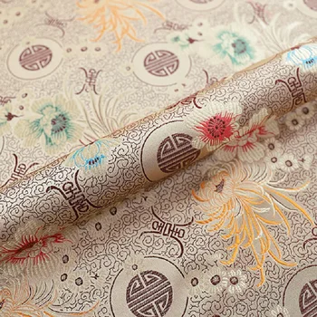Brocart de îmbrăcăminte tesatura Brocart, jacquard tesatura Multi-mătase de culoare crizantema material pentru cheongsam și kimono