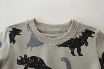 Băiatul 1-6 ani la Modă Copil Dinozaur cu Maneci Lungi Rotunde Gât Sweatershirt pentru Toamna și la Începutul Iernii